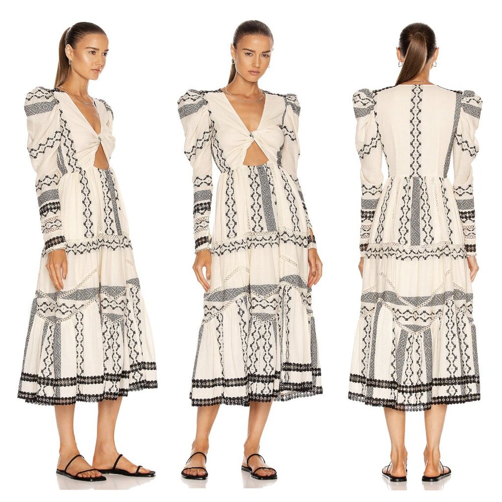 Hemant &‎ Nandita | Moira Twisted Yoke Midi Dress Sz. XS